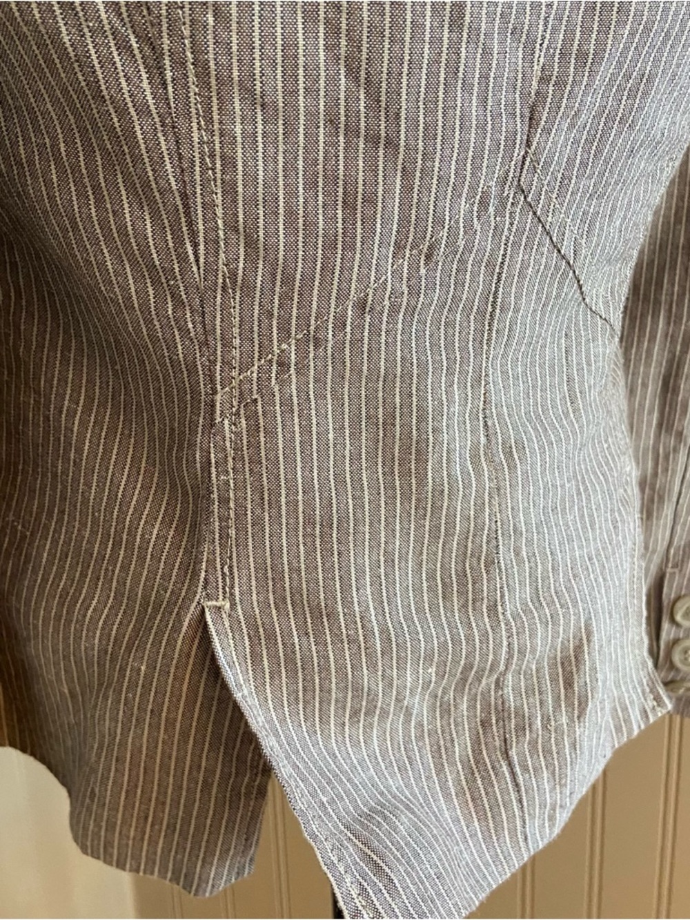 Le Chateau Striped Linen Blazer in Grey/Brown/Cream Women’s Size Small - Picture 8 of 8